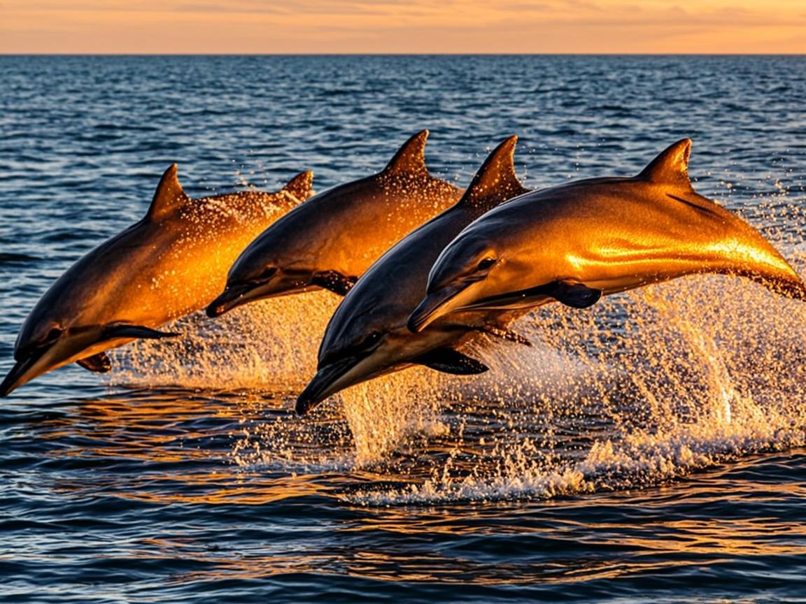 Dolphins at Sunset